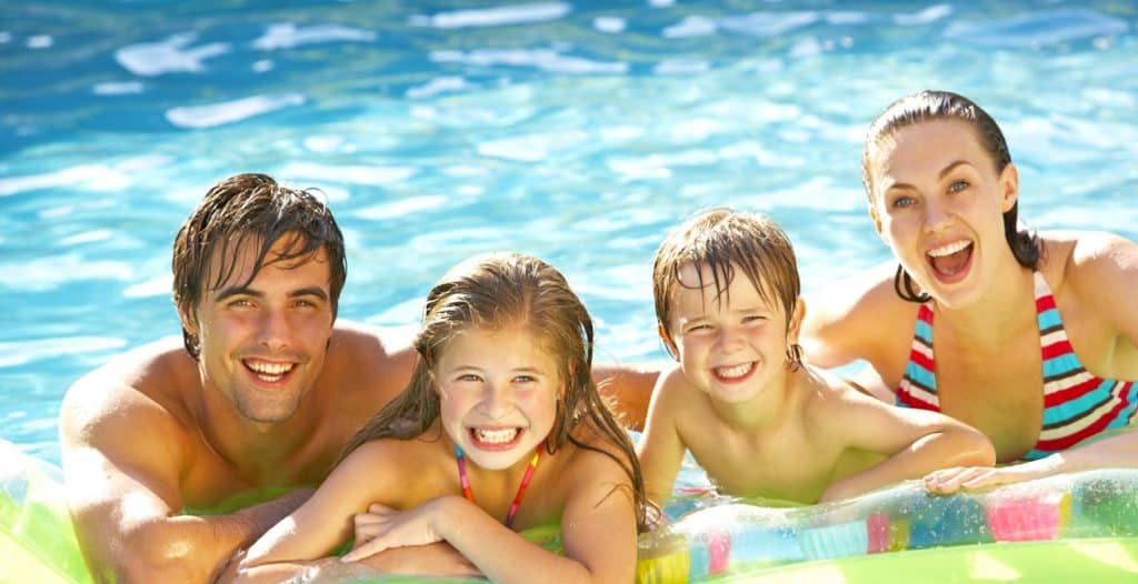 family in the pool camping Harmony